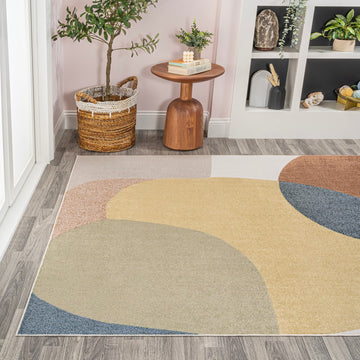 Pebble Geometric Kids & Novelty Machine-washable Area Rug